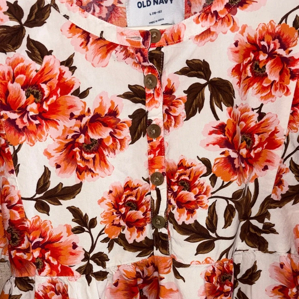 Old Navy Girls Floral Dress Sz L 10/12 Tiered Cottagecore Farmhouse Boho